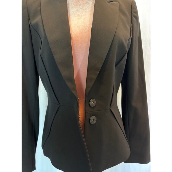 TAHARI ASL Black Blazer Jacket Lined Tapered Waist 2 Snap Close Size 4 - Picture 4 of 5
